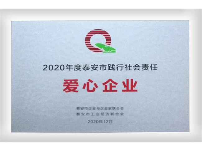 2020年泰安市踐行社會(huì)責(zé)任“愛心企業(yè)”